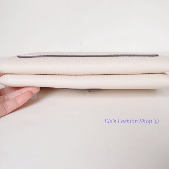 NWT Tory Burch Kira Chevron Leather Wallet On a Chain WOC New Cream AUTHENTIC - Picture 11 of 16